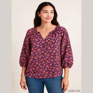 Tribal Jeans Co Floral Peasant Top Small